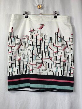 🌸 Gorgeous Van Heusen Mid-Century Modern Graphic Lined Pencil Skirt Size 16 🌸